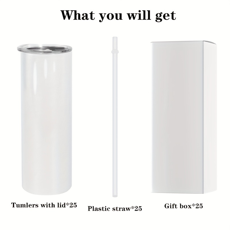 25pcs 20oz Straight Stainless  - Tumbler 20Oz White บทวิจารณ์และราคา