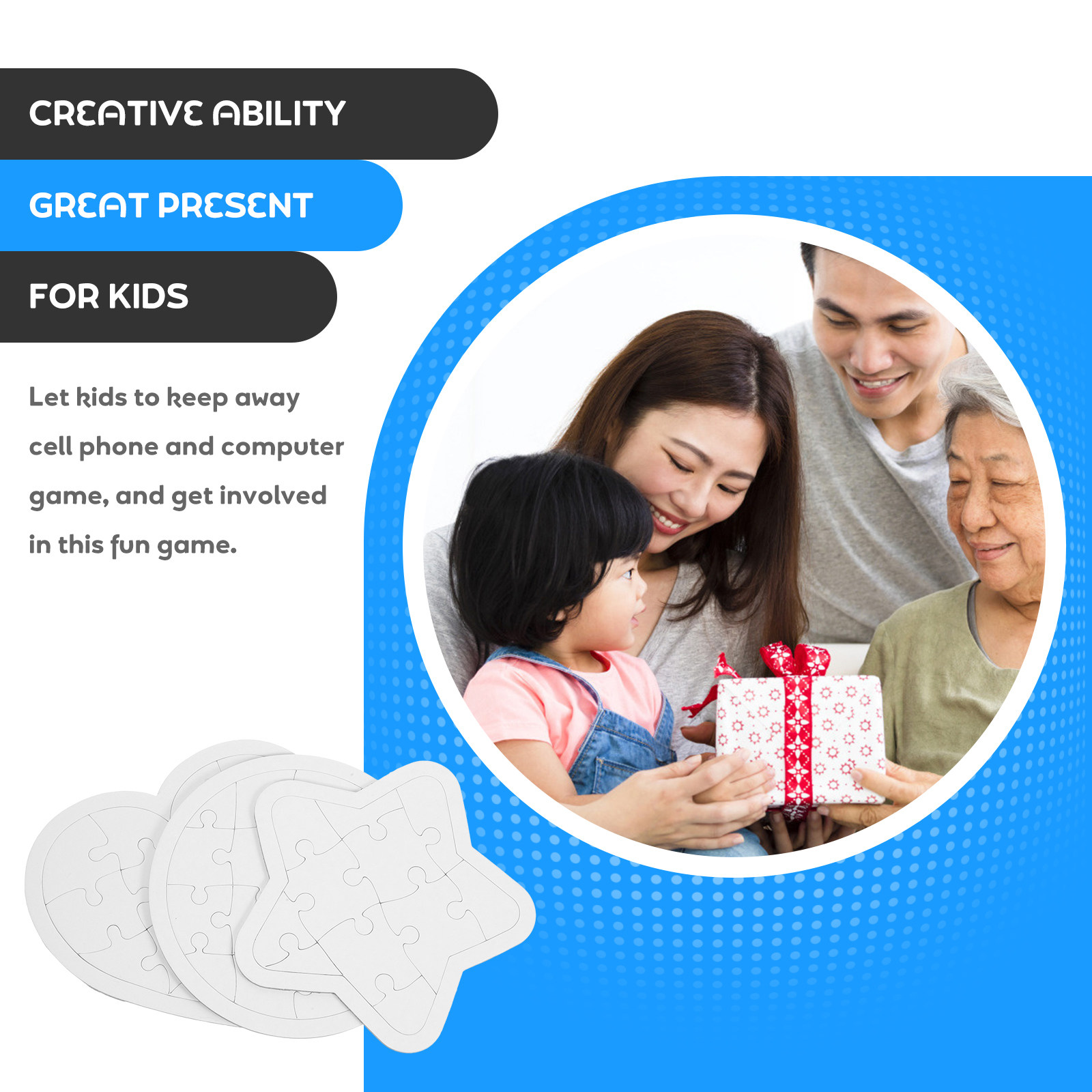 6Pcs Cartoon Blank DIY Drawing - Puzzle Blank White บทวิจารณ์และราคา