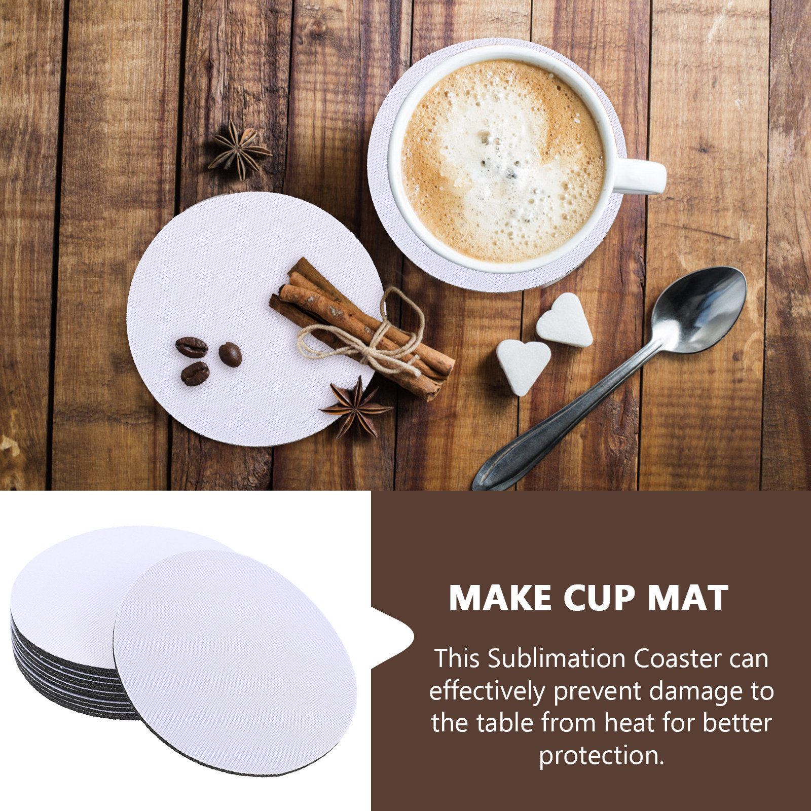 10Pcs Blank Heat Transfer Coas - Coaster Sublimation Blank บทวิจารณ์และราคา