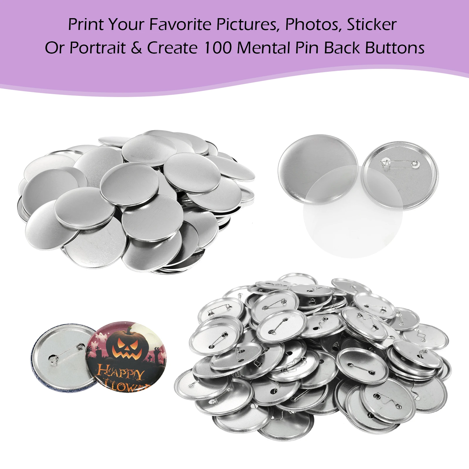 100 Sets Blank Badge Pin Butto - Button Badge Blank บทวิจารณ์และราคา