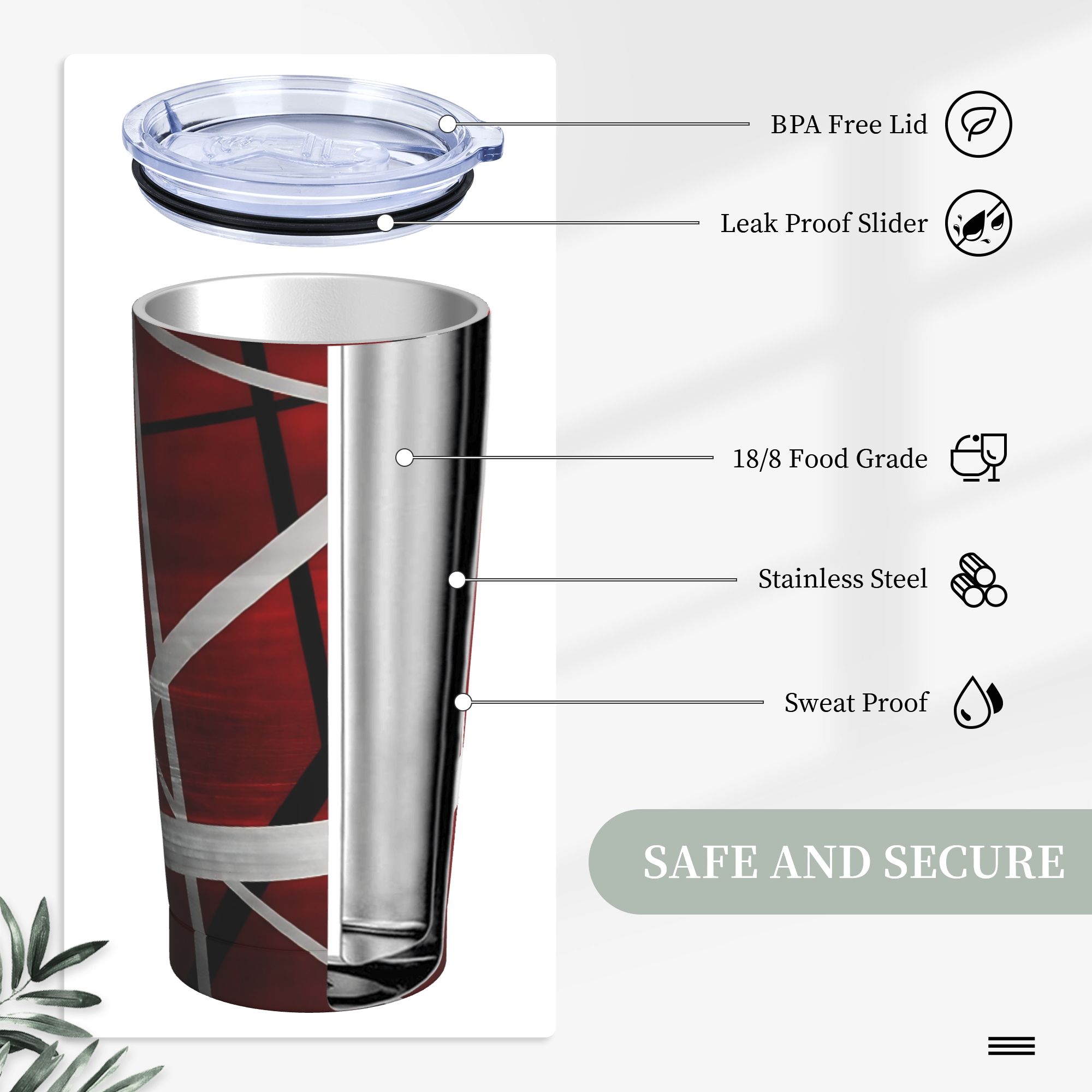 V-Van Halens Red Black White T - Tumbler 20Oz White บทวิจารณ์และราคา