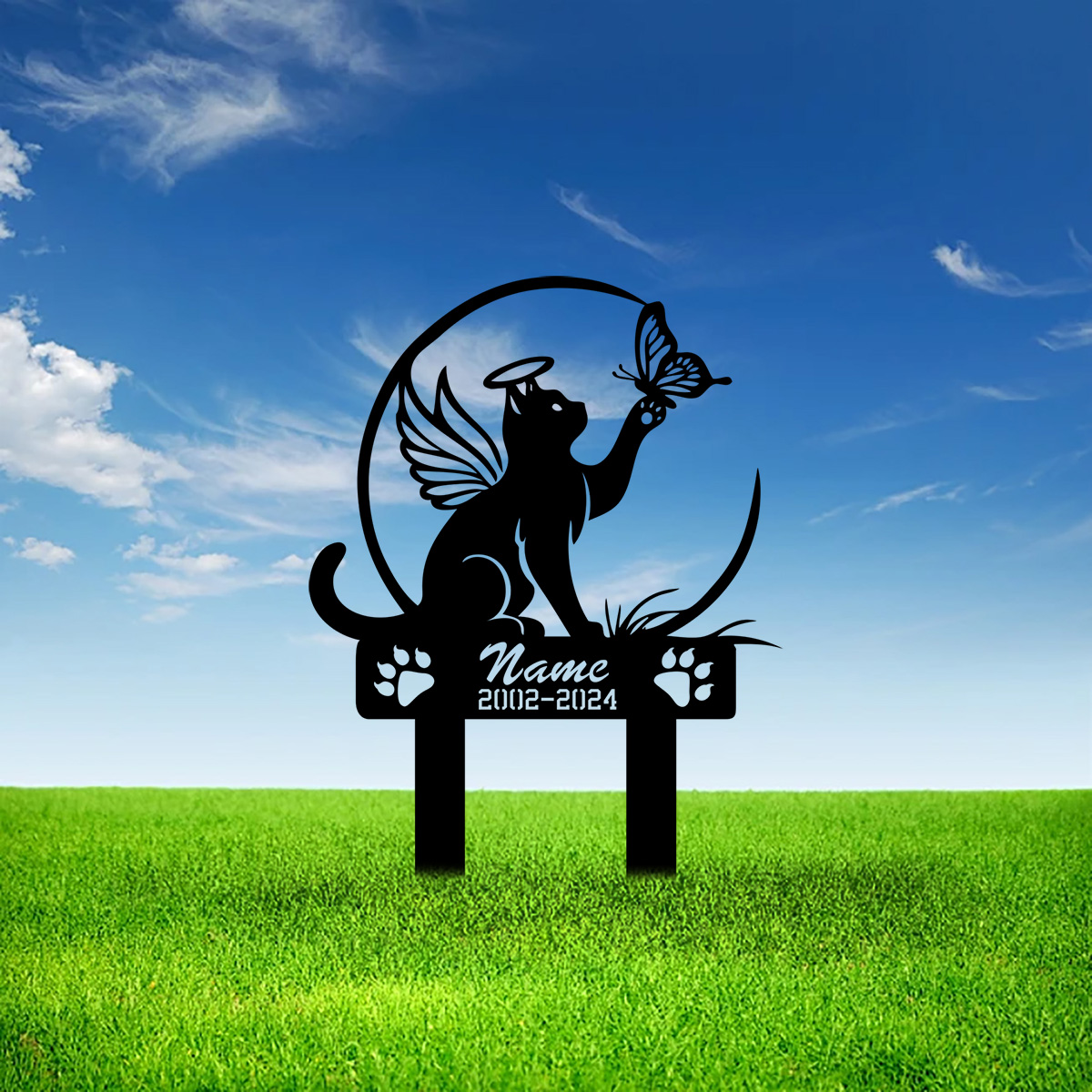 Cat Garden Stake - Metal Cat w - Yard Sign Blank บทวิจารณ์และราคา